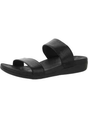 Womens Faux Leather Slip-On Slide Sandals