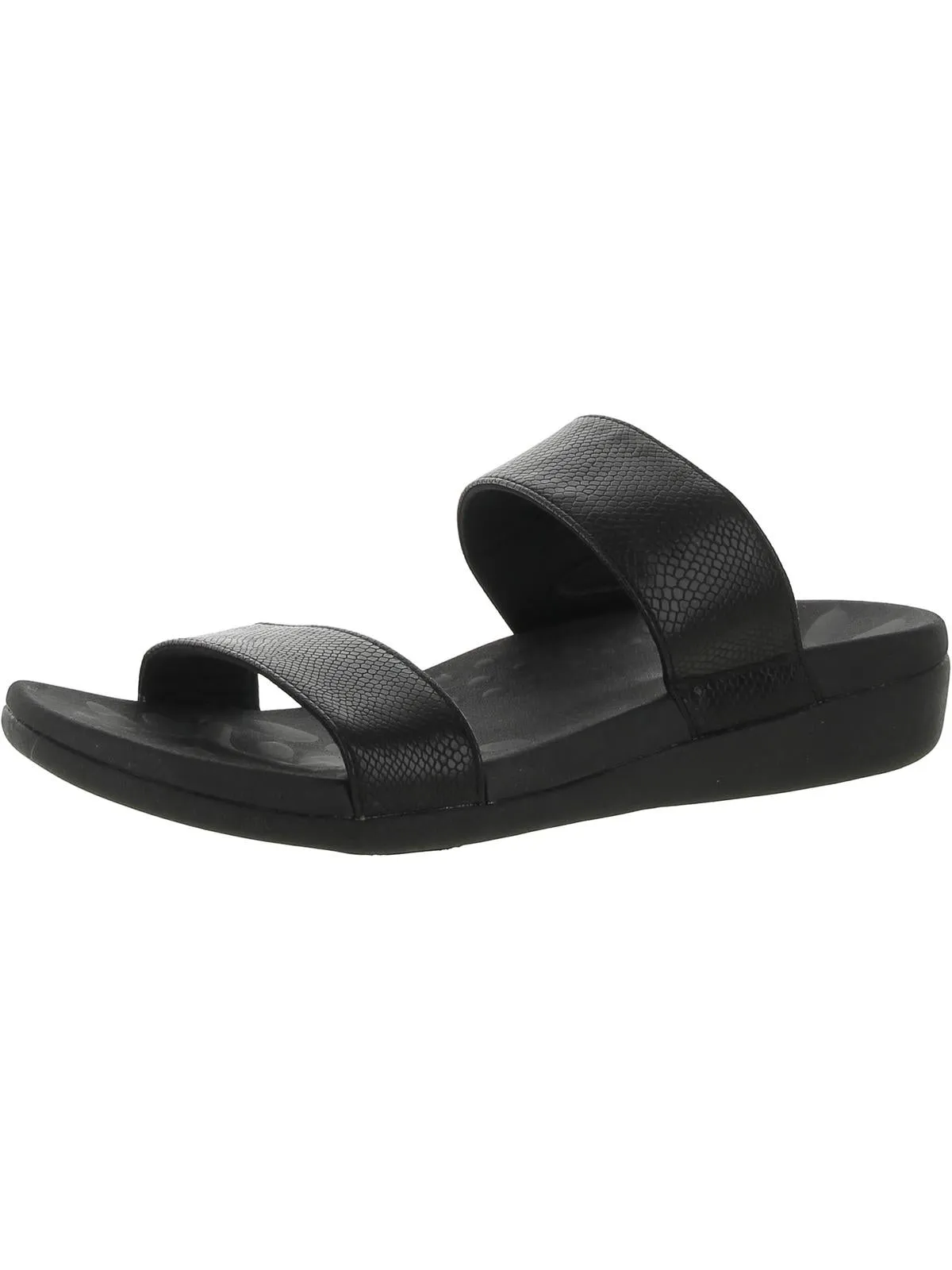 Womens Faux Leather Slip-On Slide Sandals