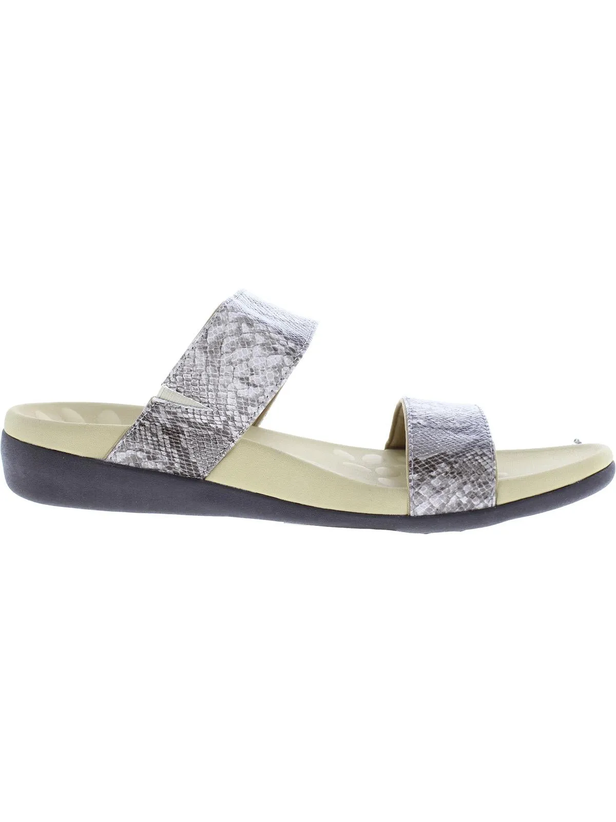 Womens Faux Leather Slip-On Slide Sandals