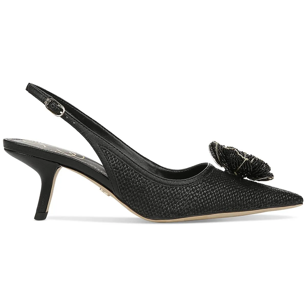 Womens Faux Leather Woven Slingback Heels