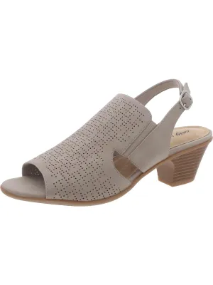 Womens Faux Suede Perforated Slingback Sandals
