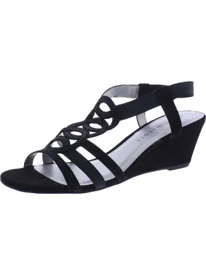Womens Faux Suede Slingback Wedge Sandals