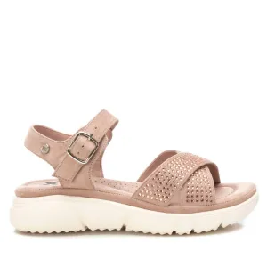 Women's Flat Suede Sandals In Light/pastel Pink