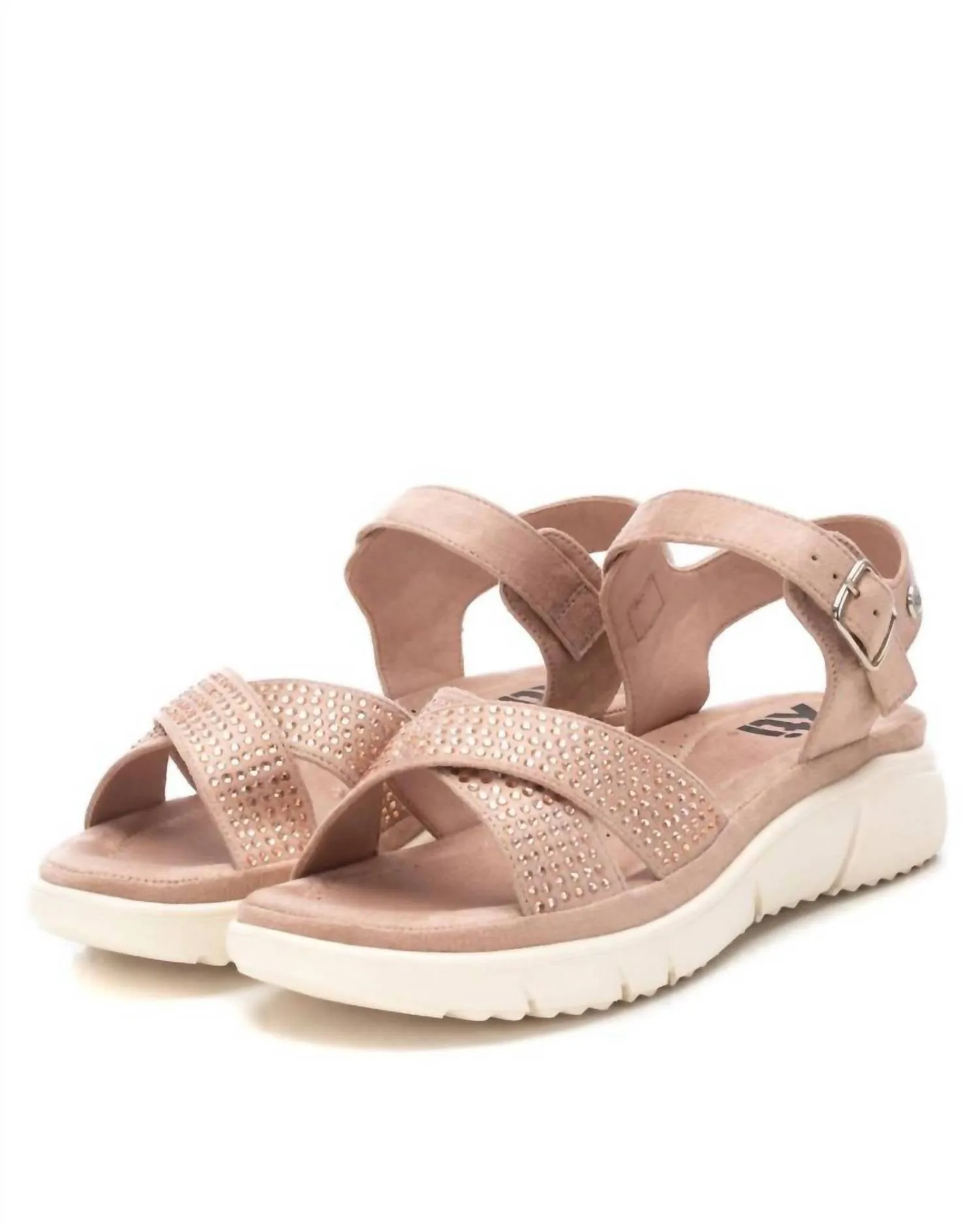 Women's Flat Suede Sandals In Light/pastel Pink