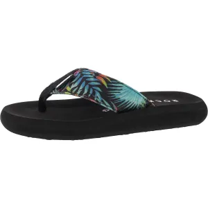 Womens Floral Print Manmade Thong Sandals