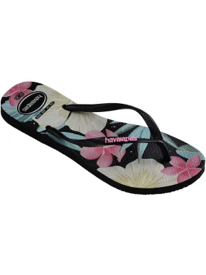 Womens Floral Print Slim Thong Sandals