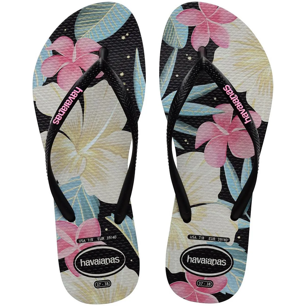 Womens Floral Print Slim Thong Sandals