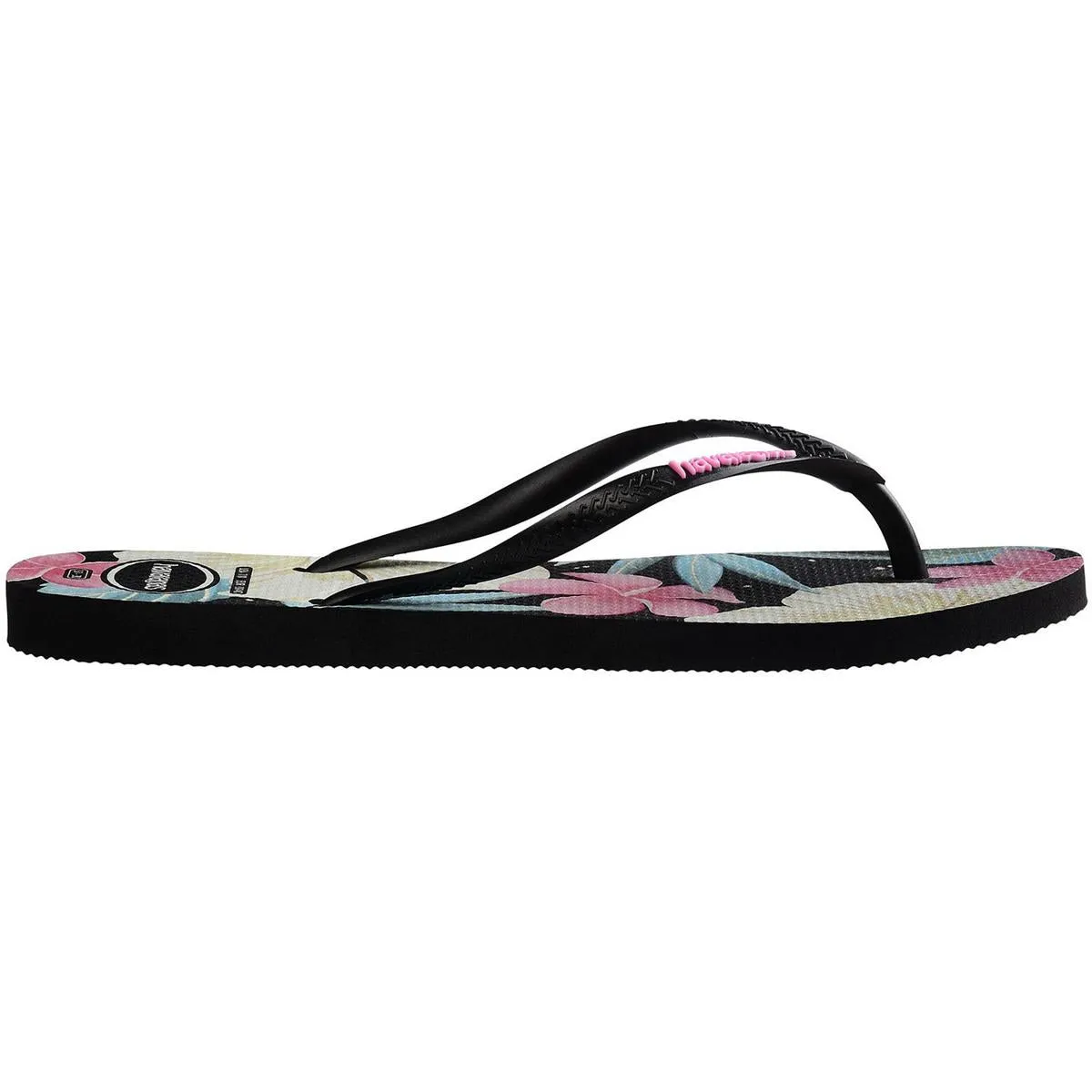 Womens Floral Print Slim Thong Sandals
