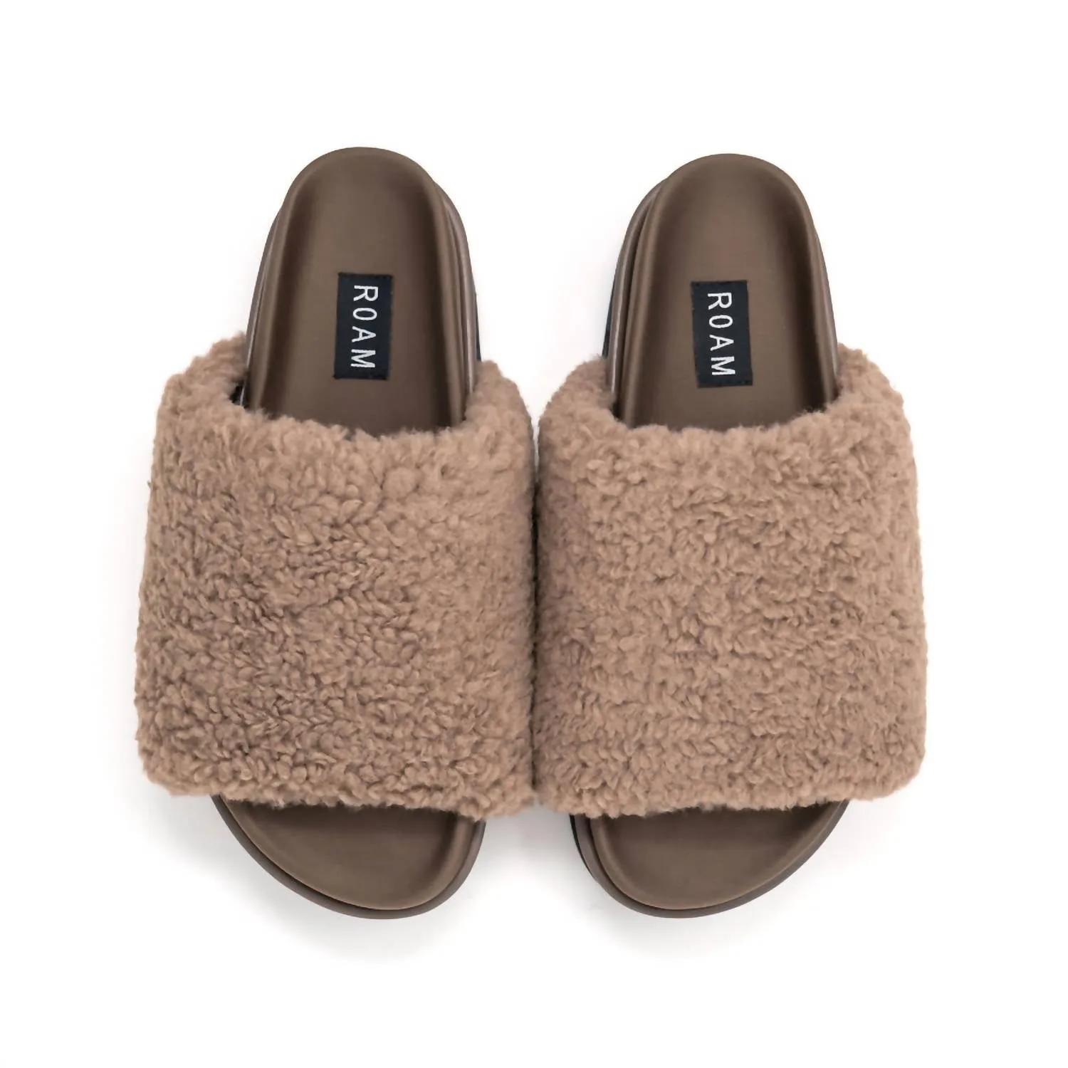 Women's Fuzzy Platform Sandals In Taupe
