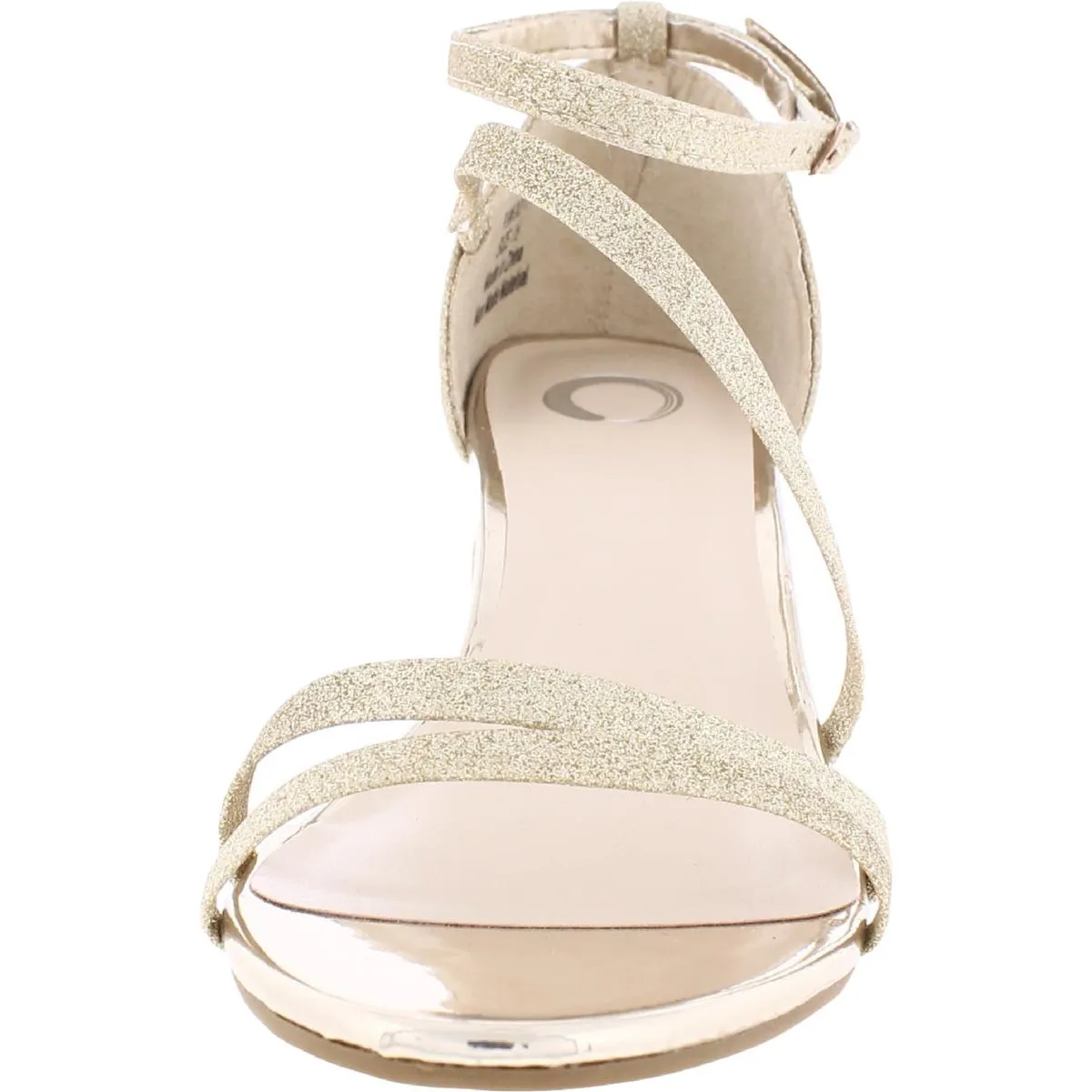 Womens Glitter Ankle Strap Heels