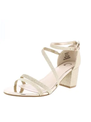 Womens Glitter Ankle Strap Heels