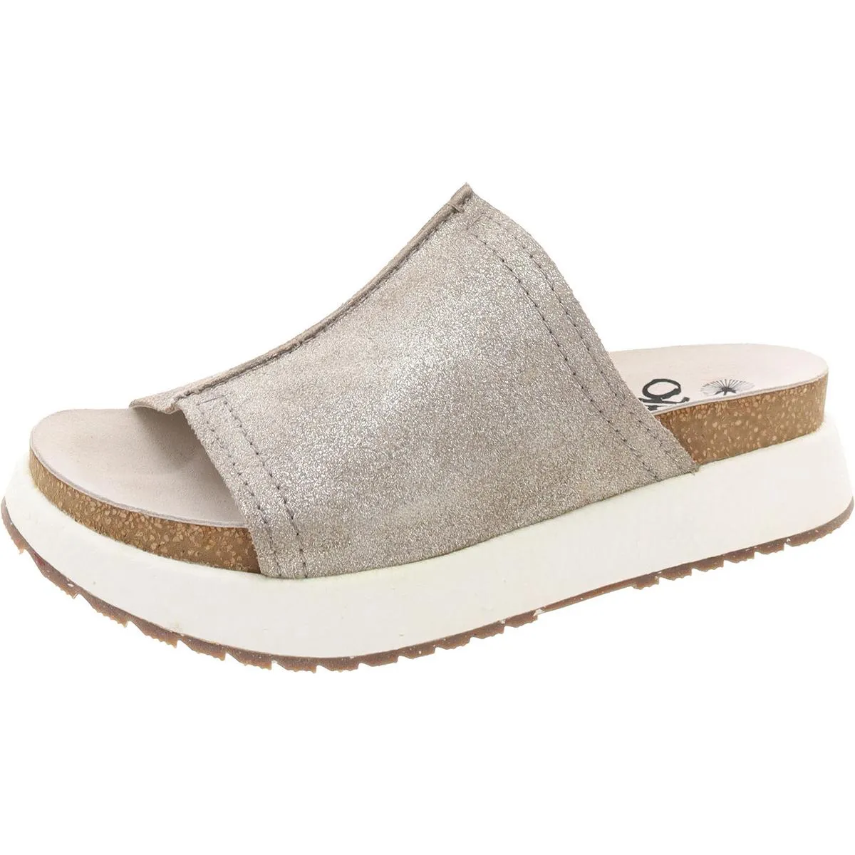 Womens Glitter Nubuck Slide Sandals