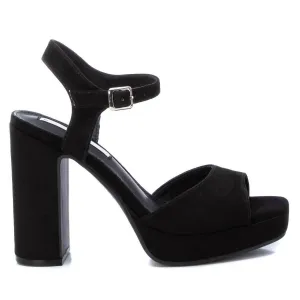 Women's Heel Suede Sandals In Black