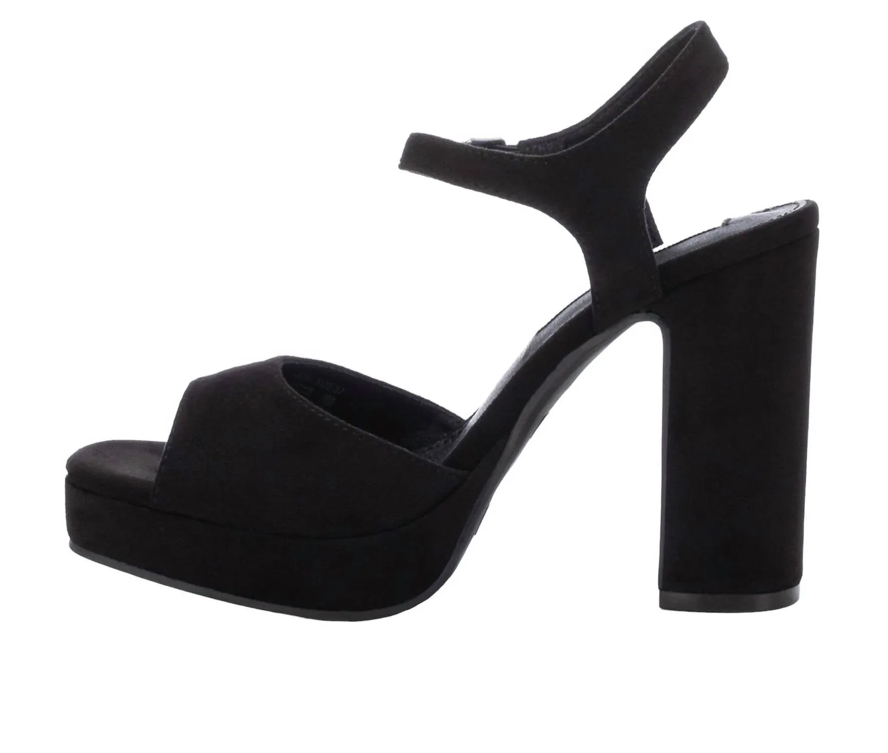 Women's Heel Suede Sandals In Black