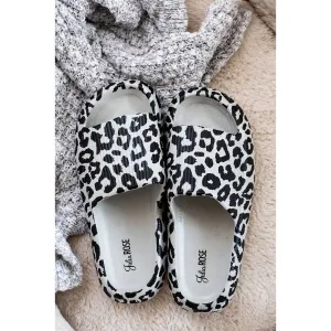 WomenS Insanely Comfy Beach Casual Slides In Gray Leopard
