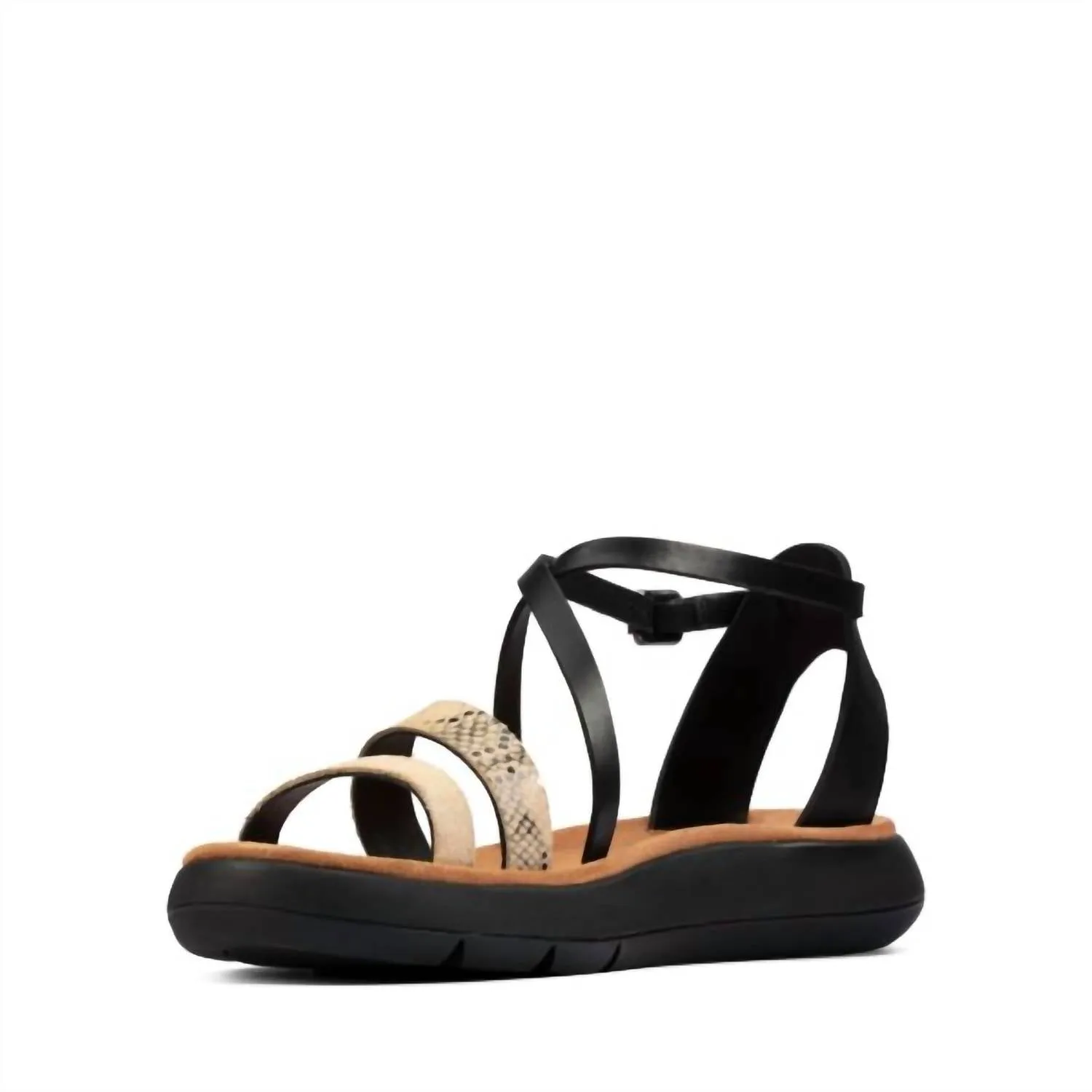 Women's Jemsa Strap Sandal In Black Combi