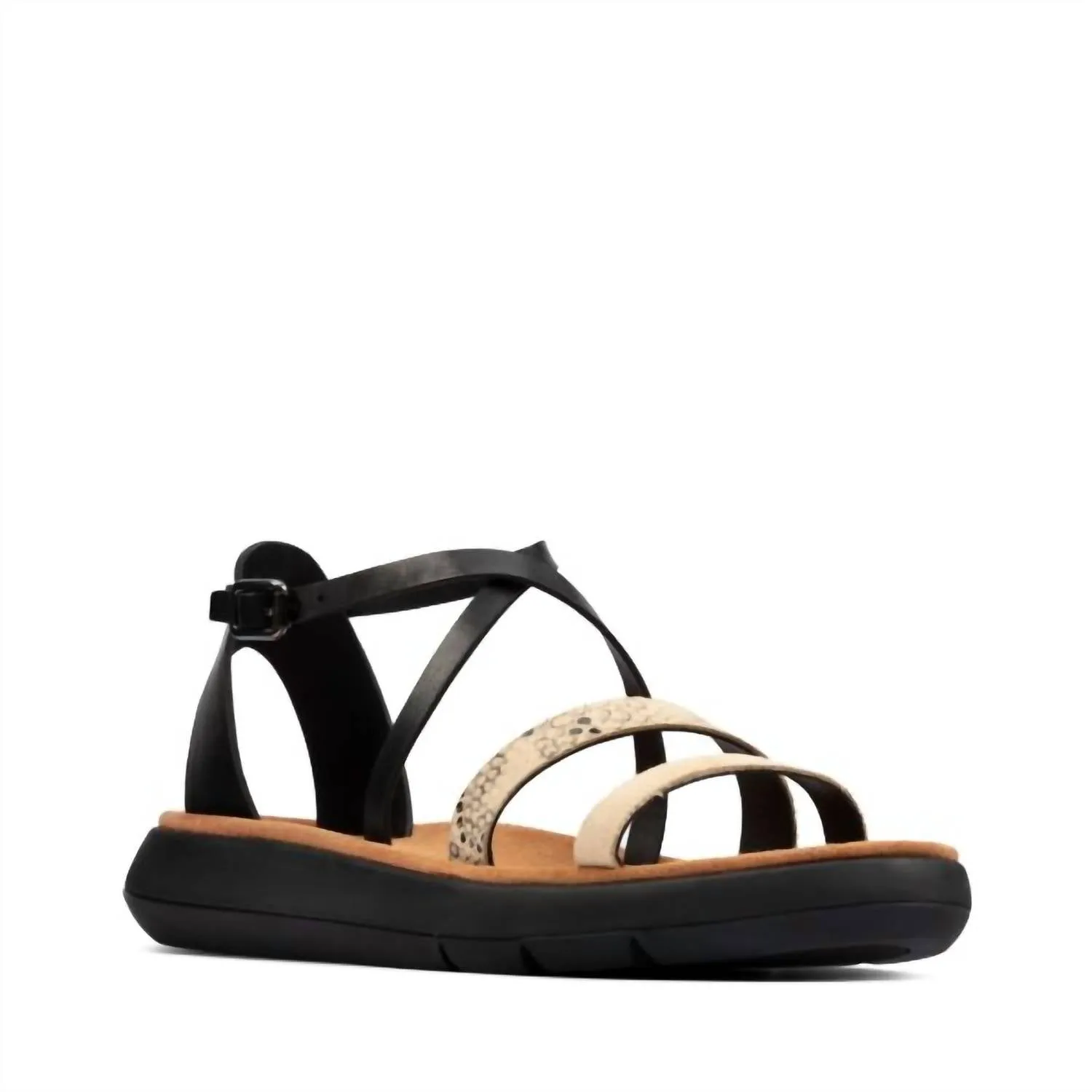 Women's Jemsa Strap Sandal In Black Combi