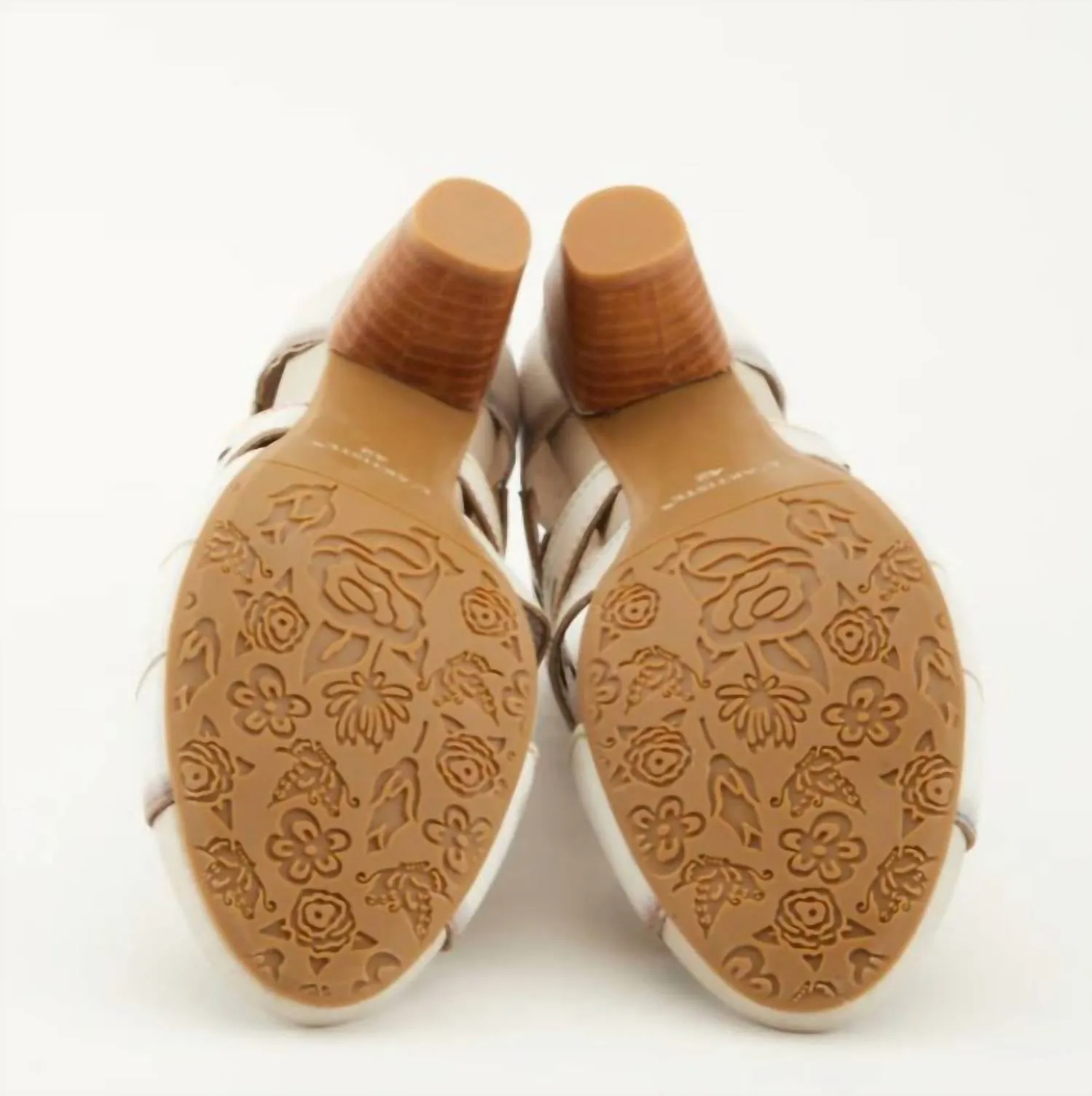Women's Laser Cut Heeled Sandal In Off-White