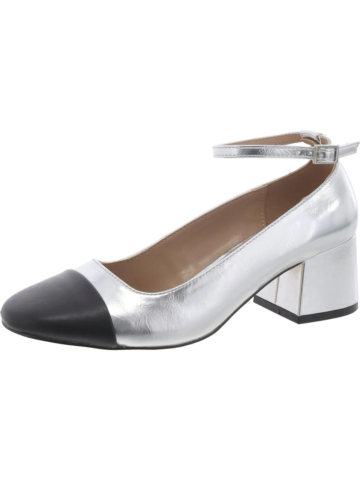 Womens Leather Ankle Strap Pumps