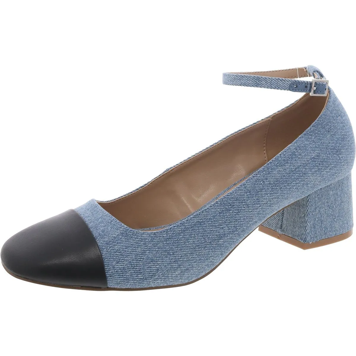 Womens Leather Ankle Strap Pumps
