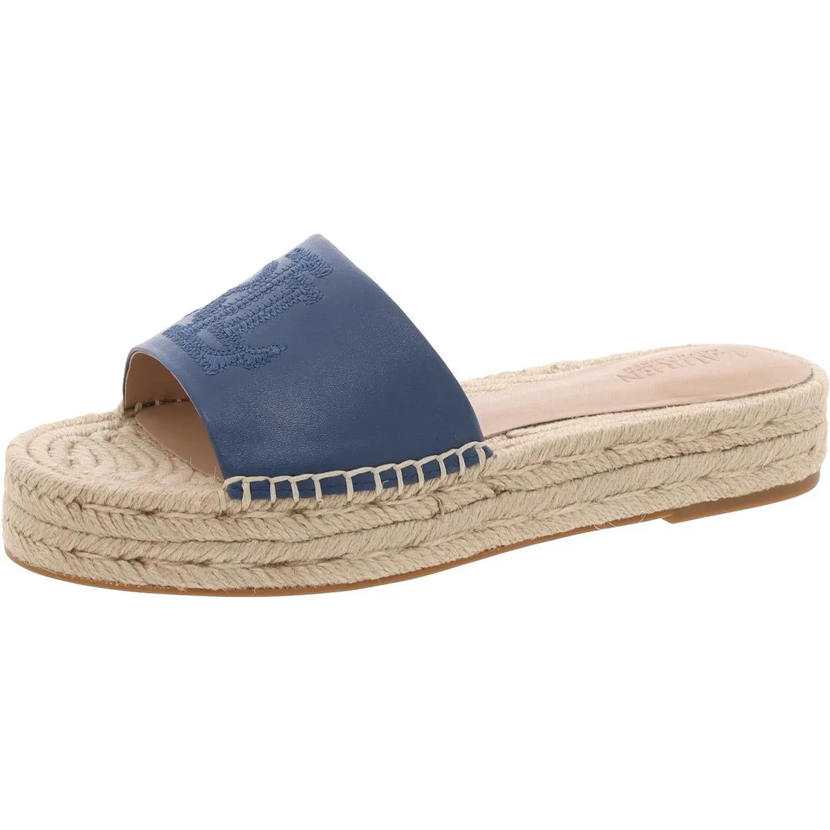 Womens Leather Logo Slide Sandals