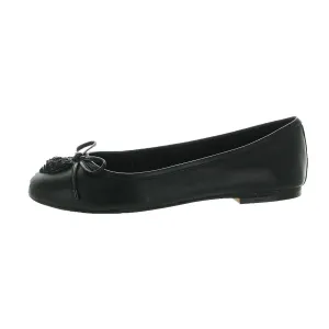 Womens Leather Rhinestone Ballet Flats
