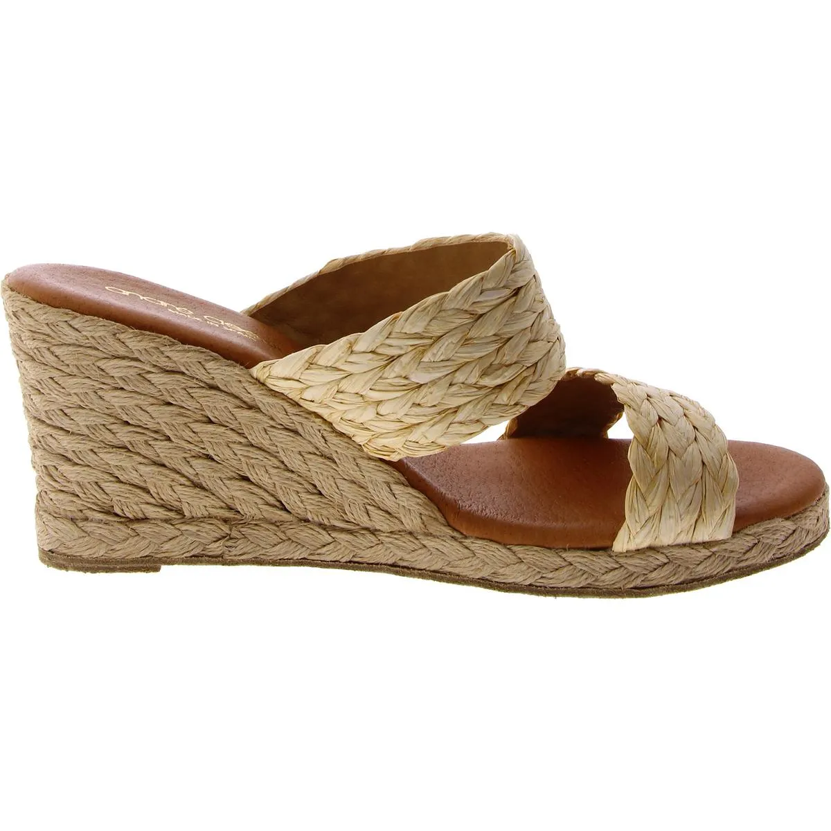 Womens Leather Slip-On Wedge Sandals