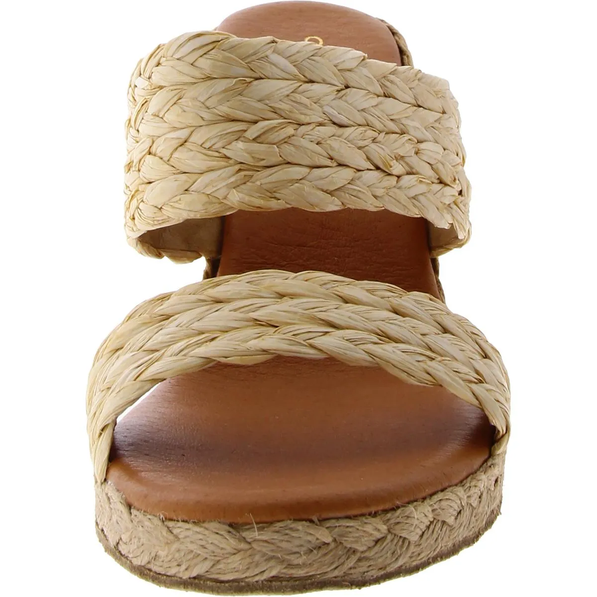 Womens Leather Slip-On Wedge Sandals
