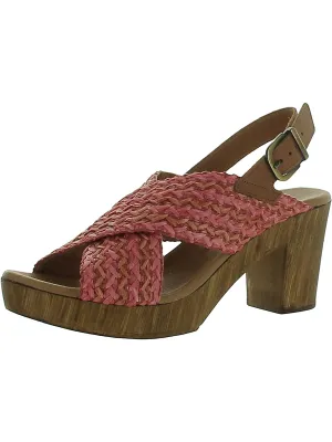 Womens Leather Woven Heels
