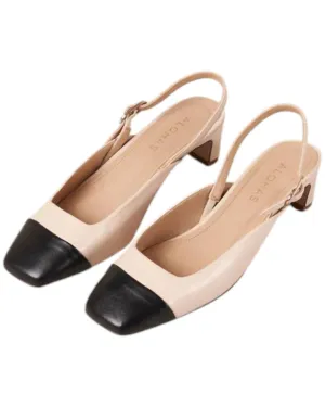 Women's Lindy Leather Pumps In Cream/black