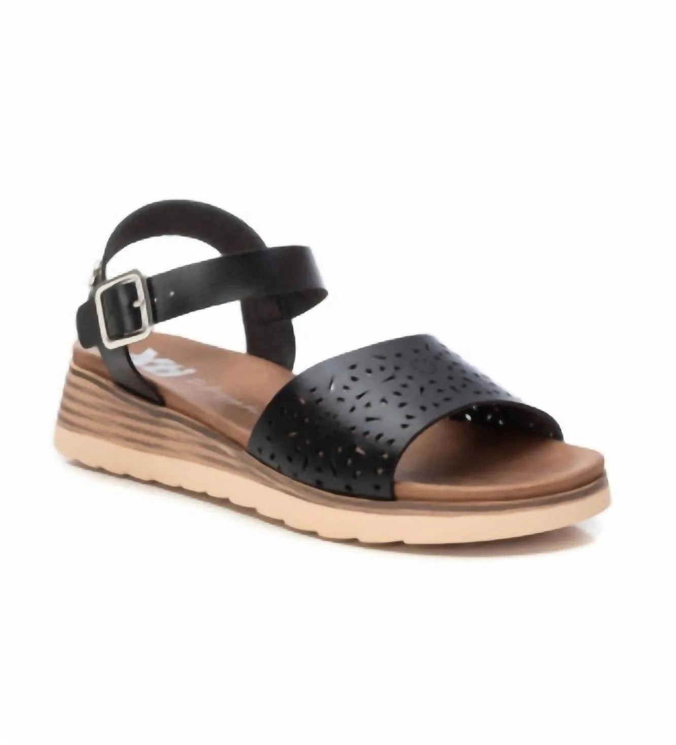 Women's Low Wedge Sandals In Black