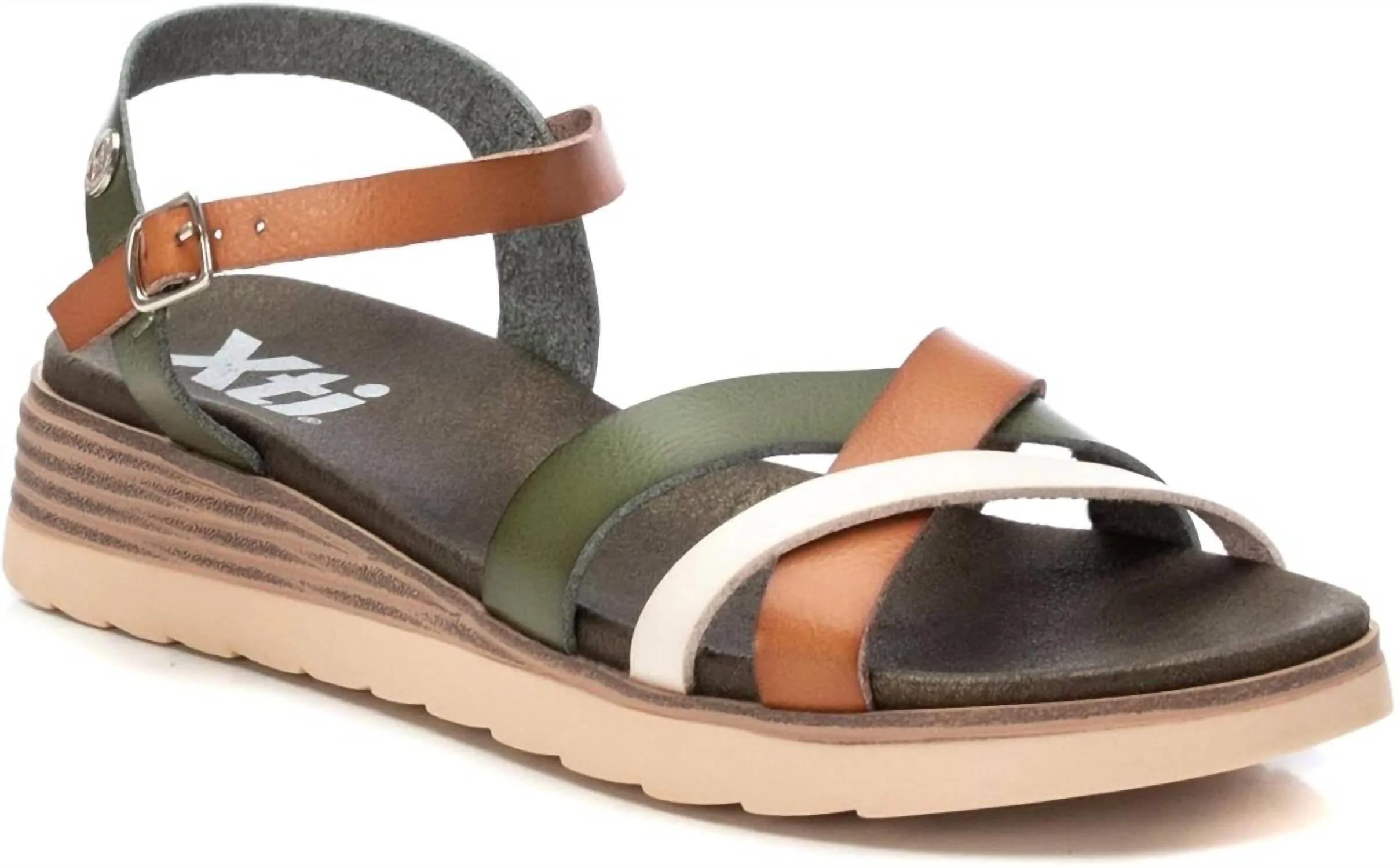 Women's Low Wedge Sandals In Kakhi