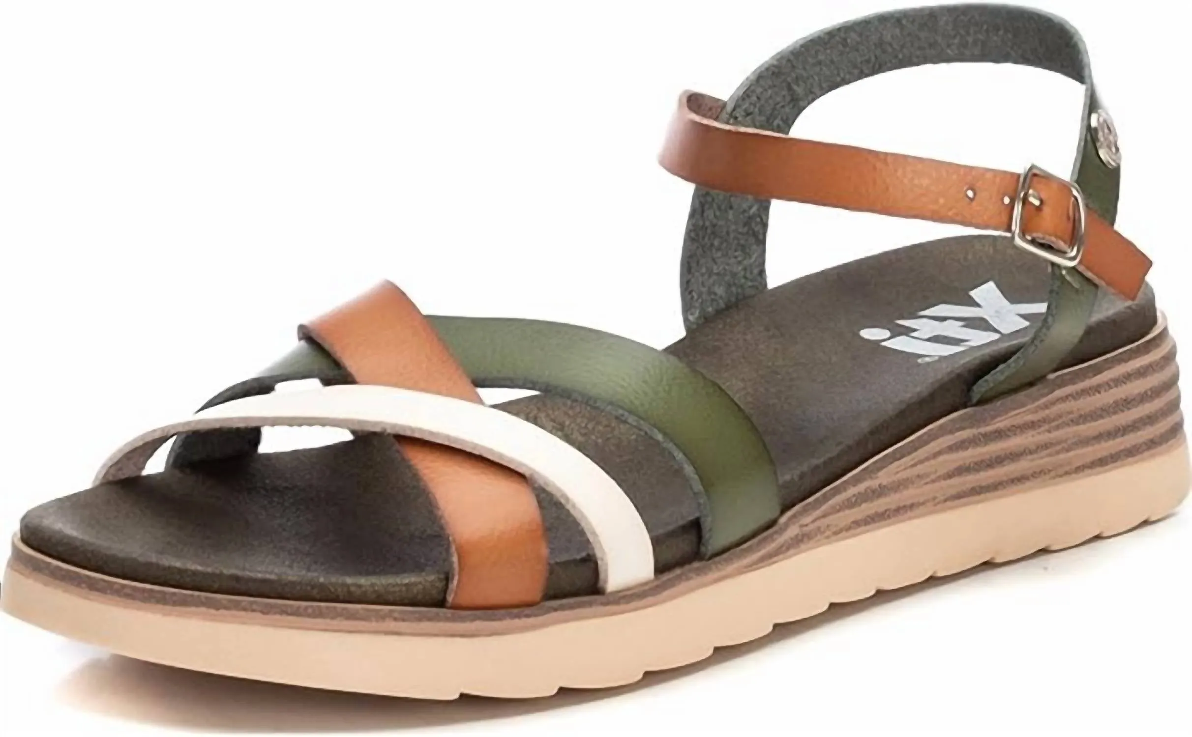 Women's Low Wedge Sandals In Kakhi