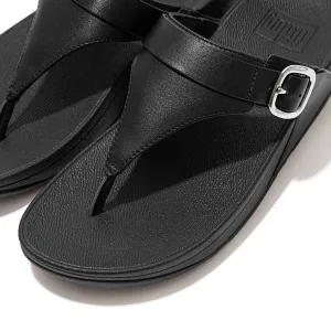 Women's Lulu Toe Post Buckle Sandal In Black Leather