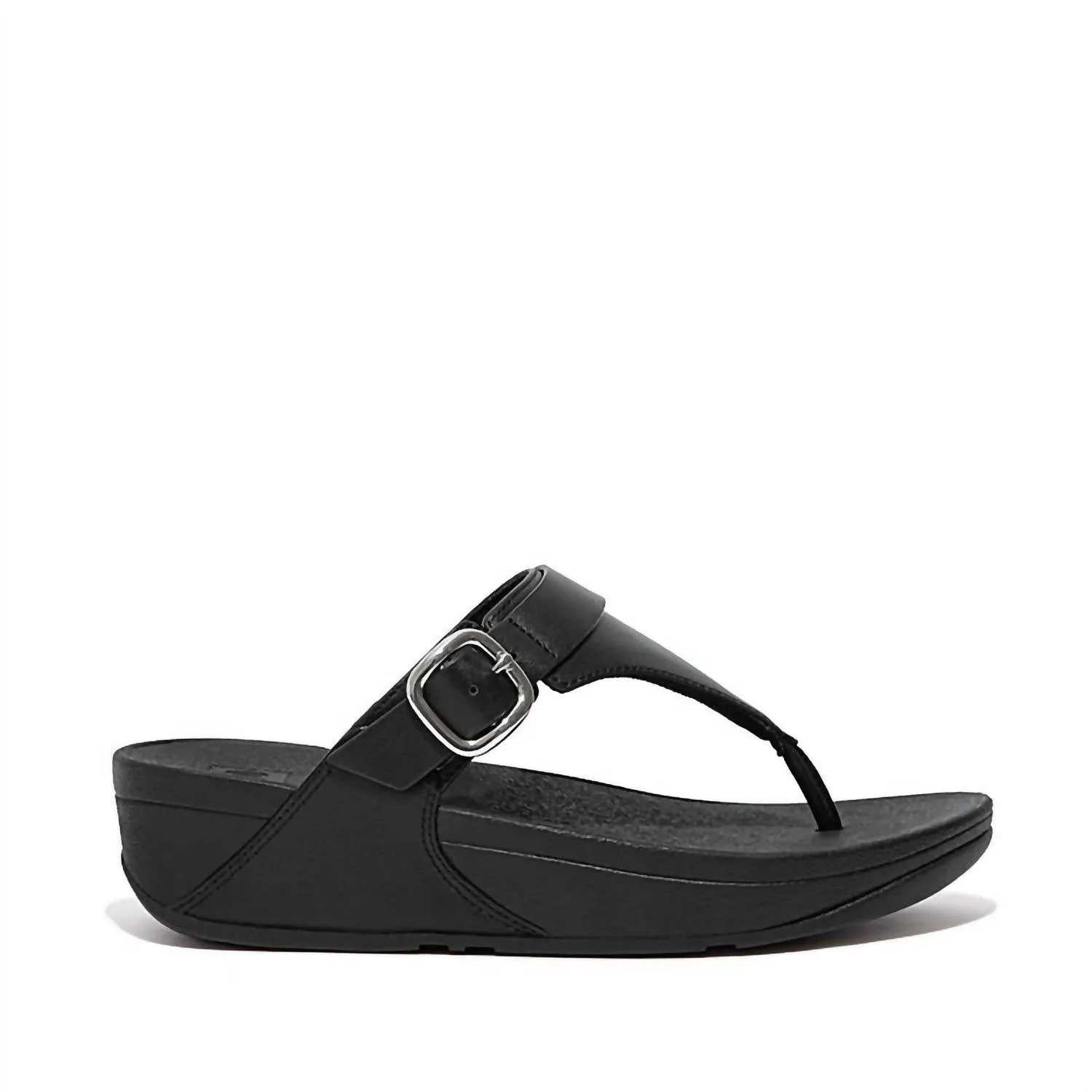Women's Lulu Toe Post Buckle Sandal In Black Leather