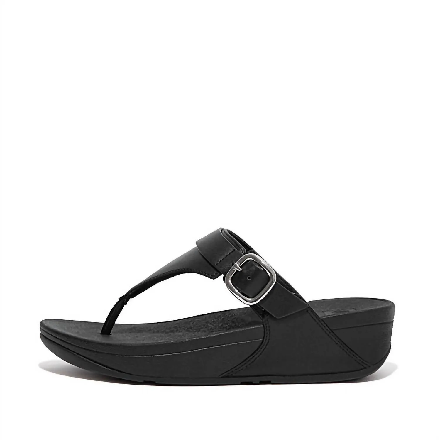 Women's Lulu Toe Post Buckle Sandal In Black Leather
