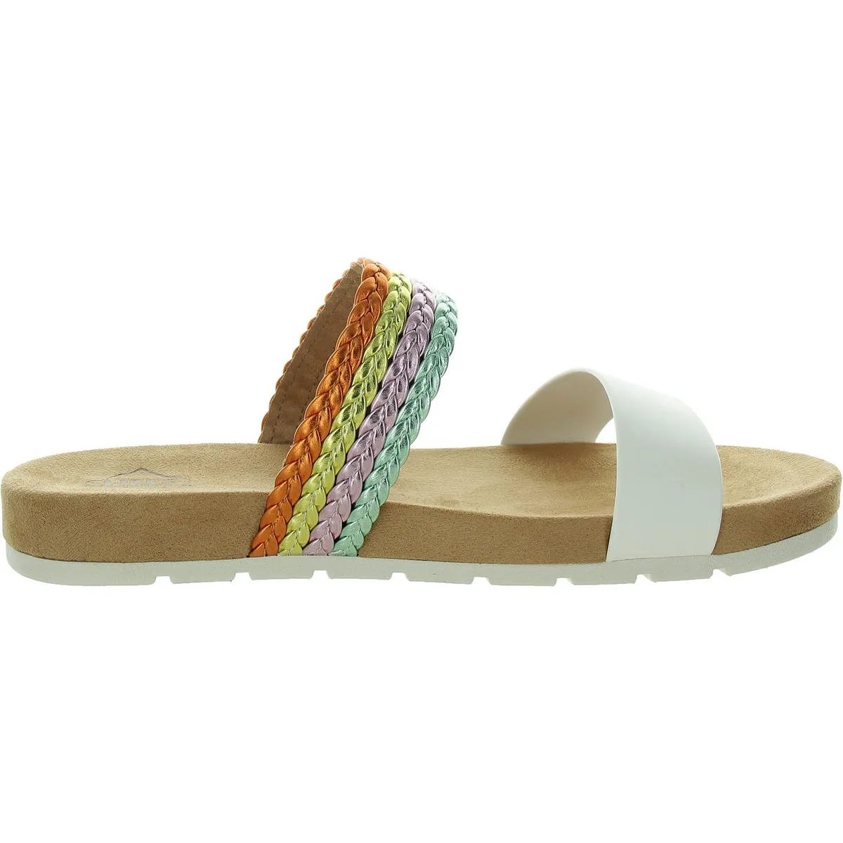 Womens Metallic Braided Slide Sandals