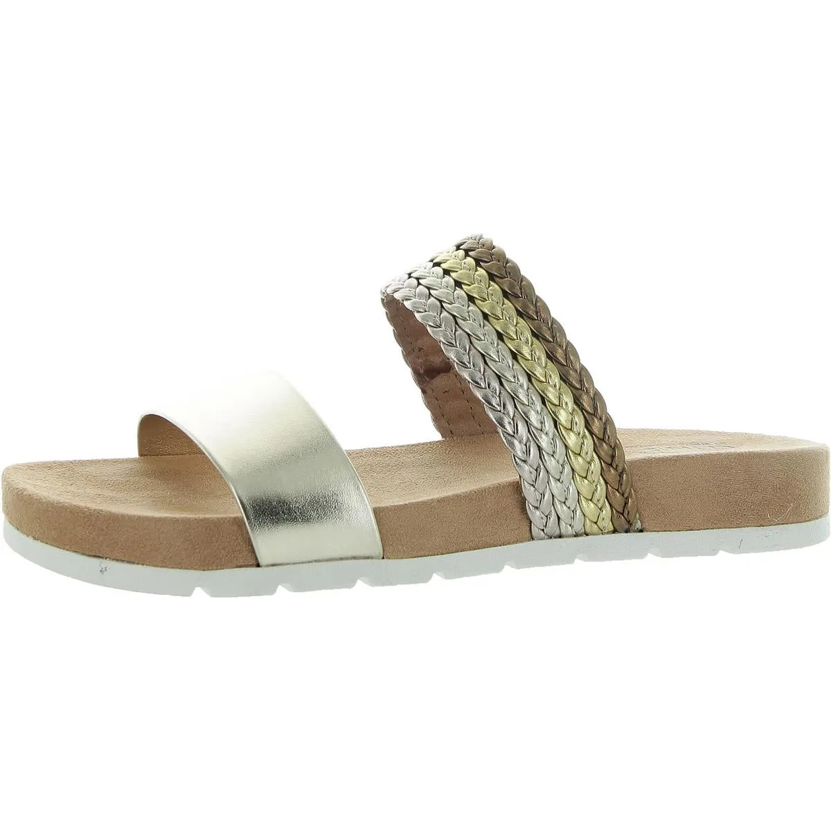 Womens Metallic Braided Slide Sandals