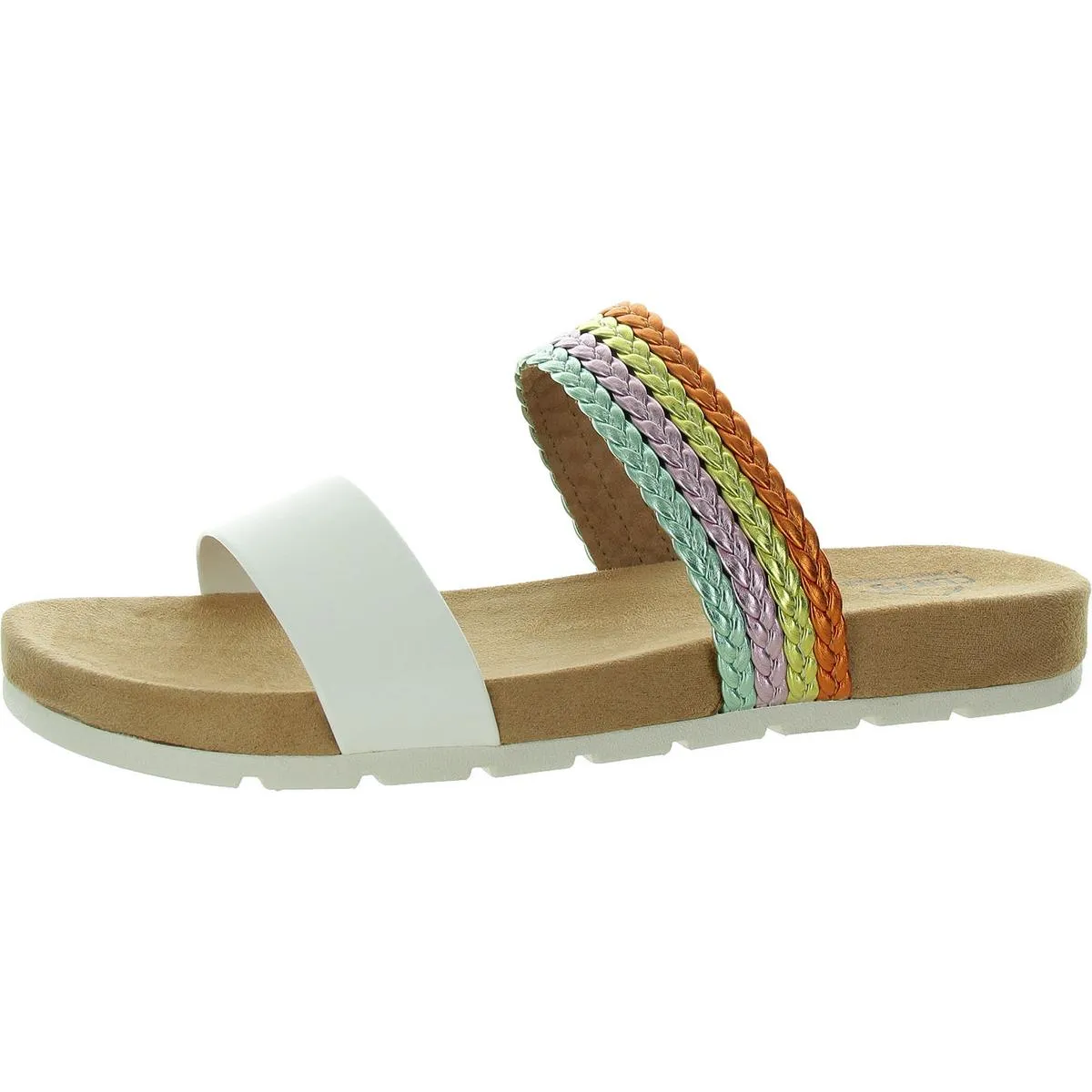 Womens Metallic Braided Slide Sandals