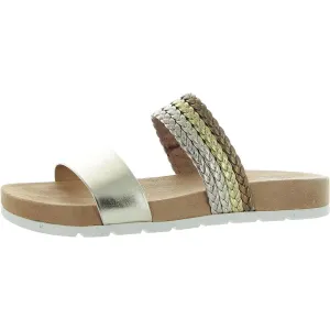 Womens Metallic Braided Slide Sandals