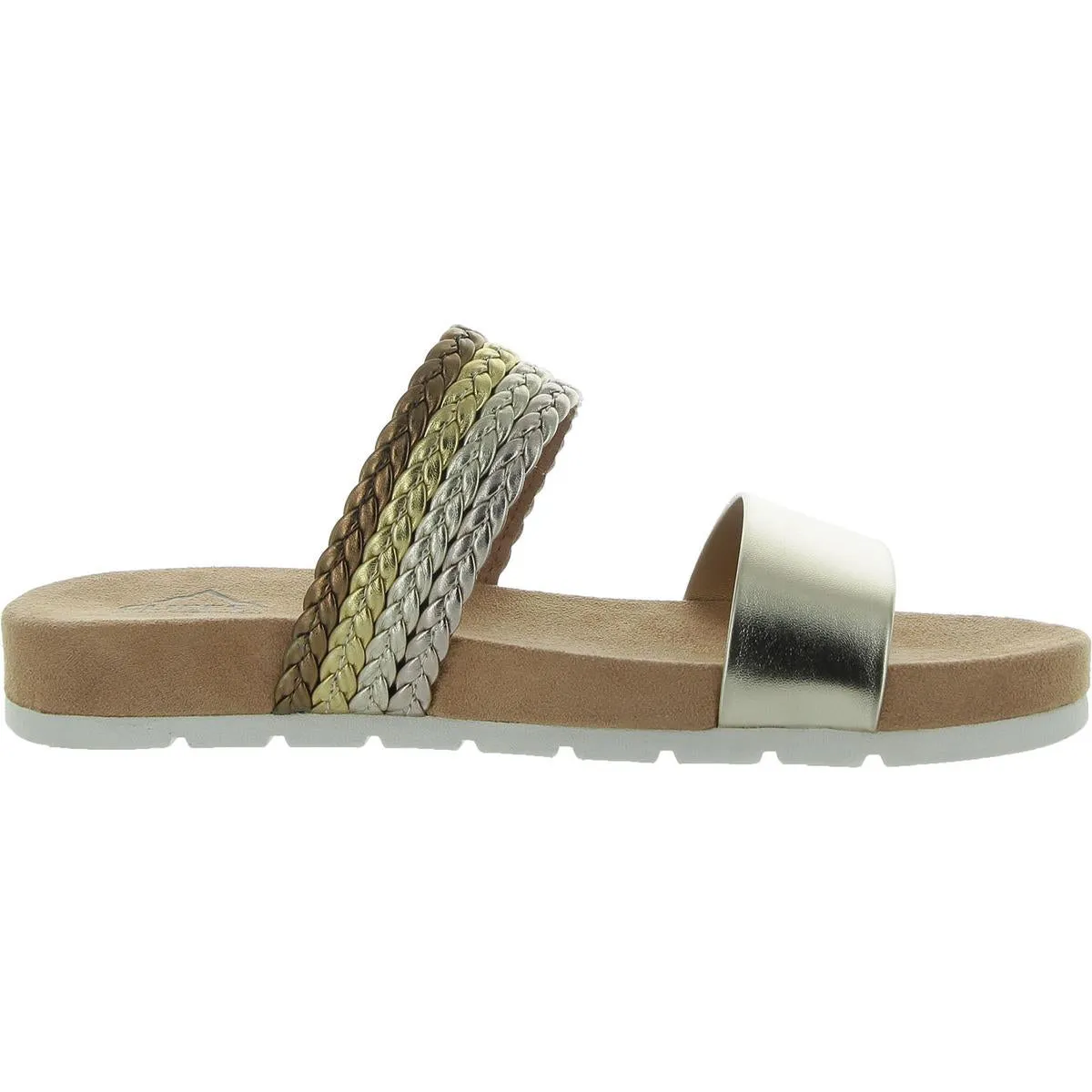 Womens Metallic Braided Slide Sandals