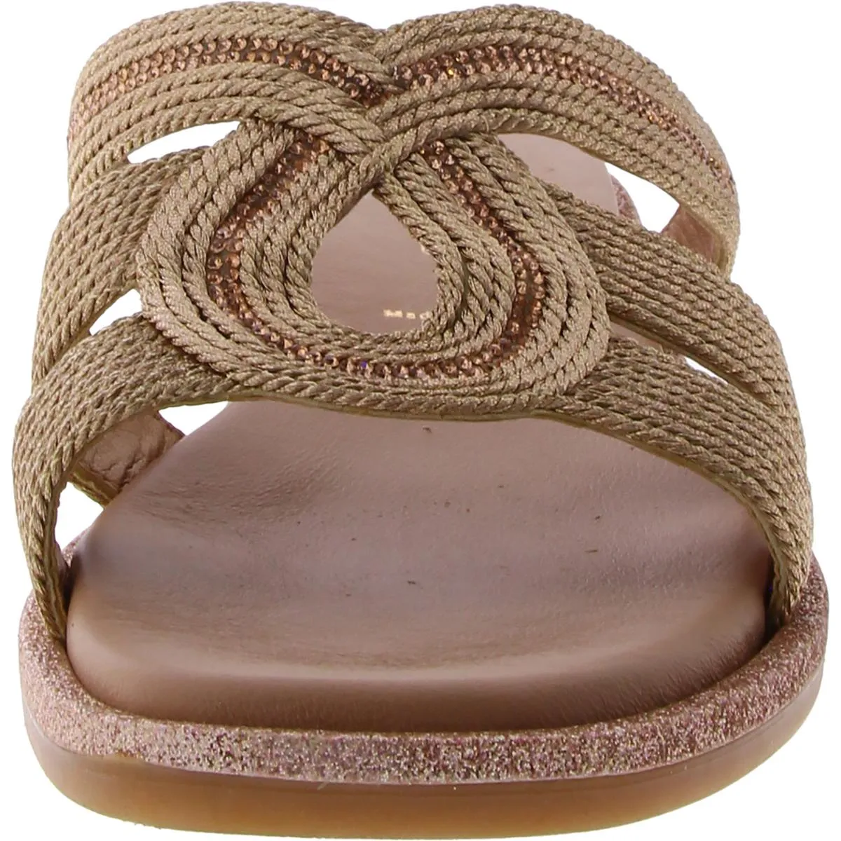 Womens Metallic Embellished Slide Sandals