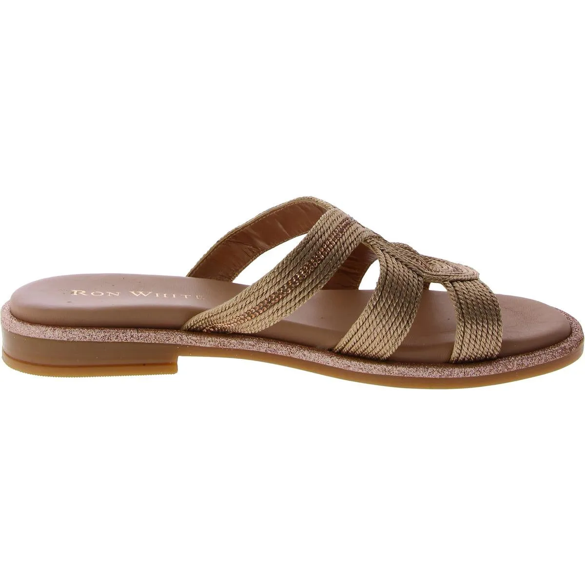 Womens Metallic Embellished Slide Sandals
