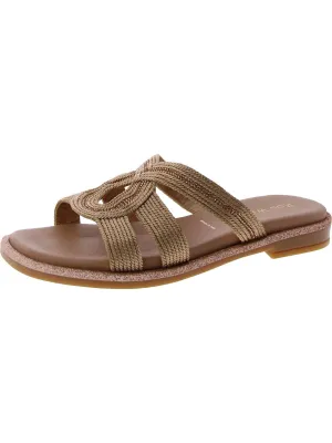Womens Metallic Embellished Slide Sandals