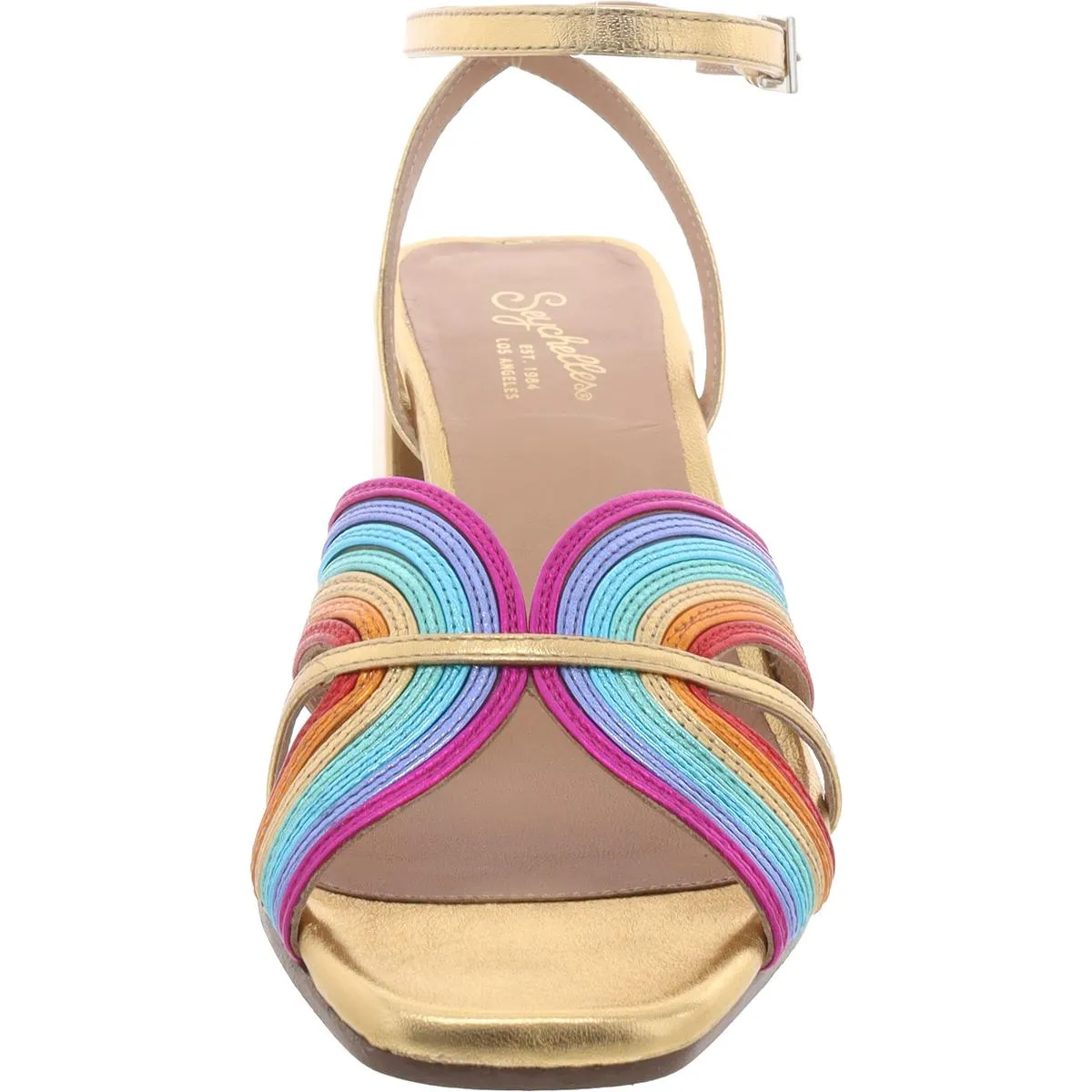 Womens Metallic Square toe Ankle Strap