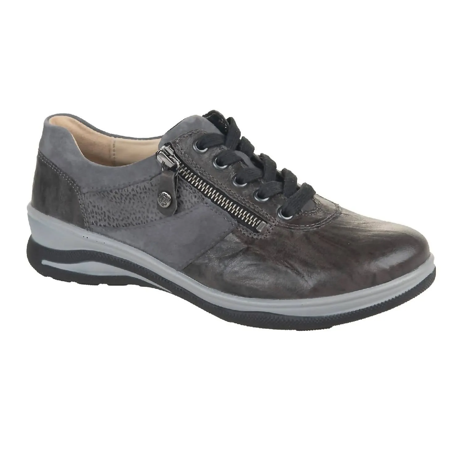 Women's Mitzy Casual Leather Shoes In Asphalt Grey