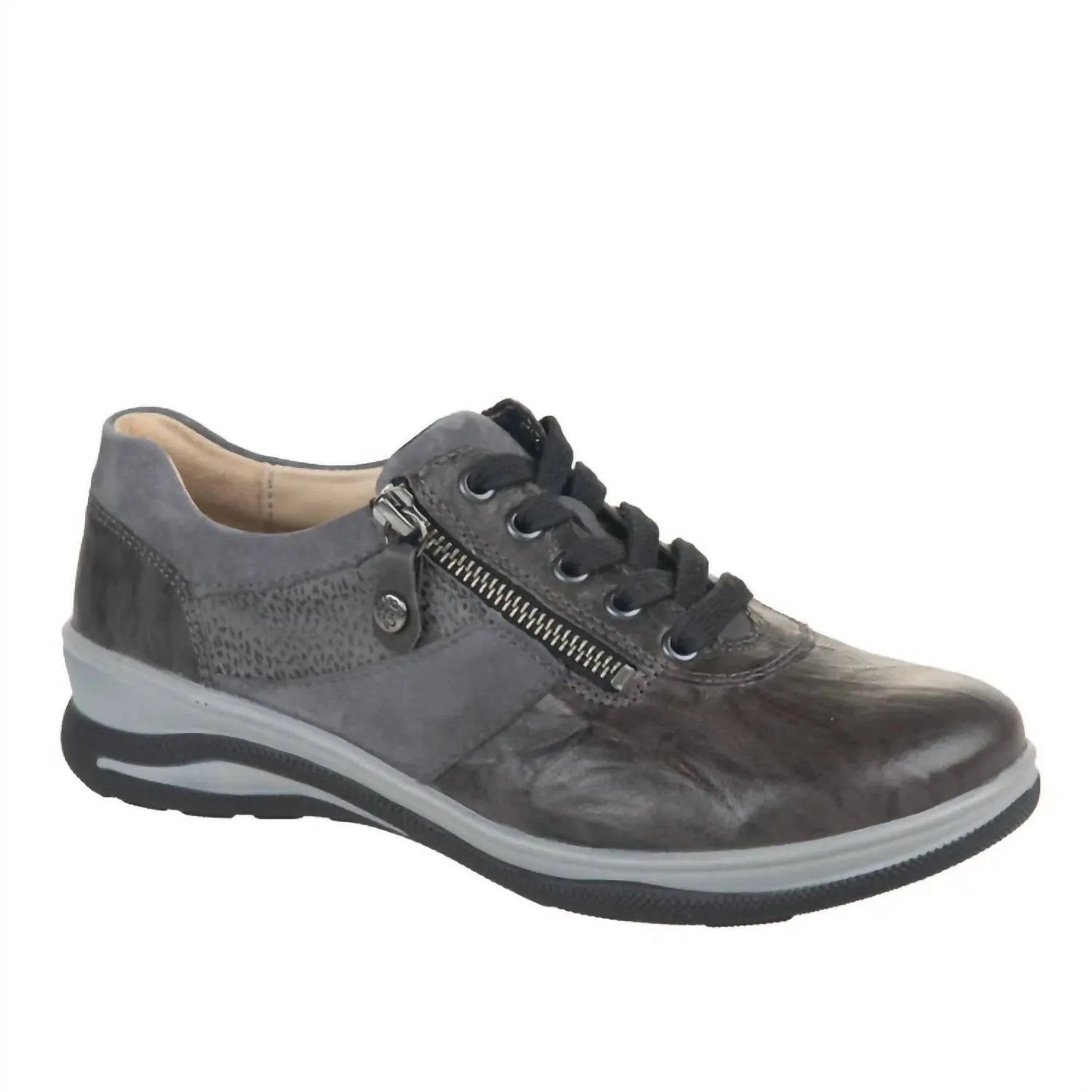 Women's Mitzy Casual Leather Shoes In Asphalt Grey