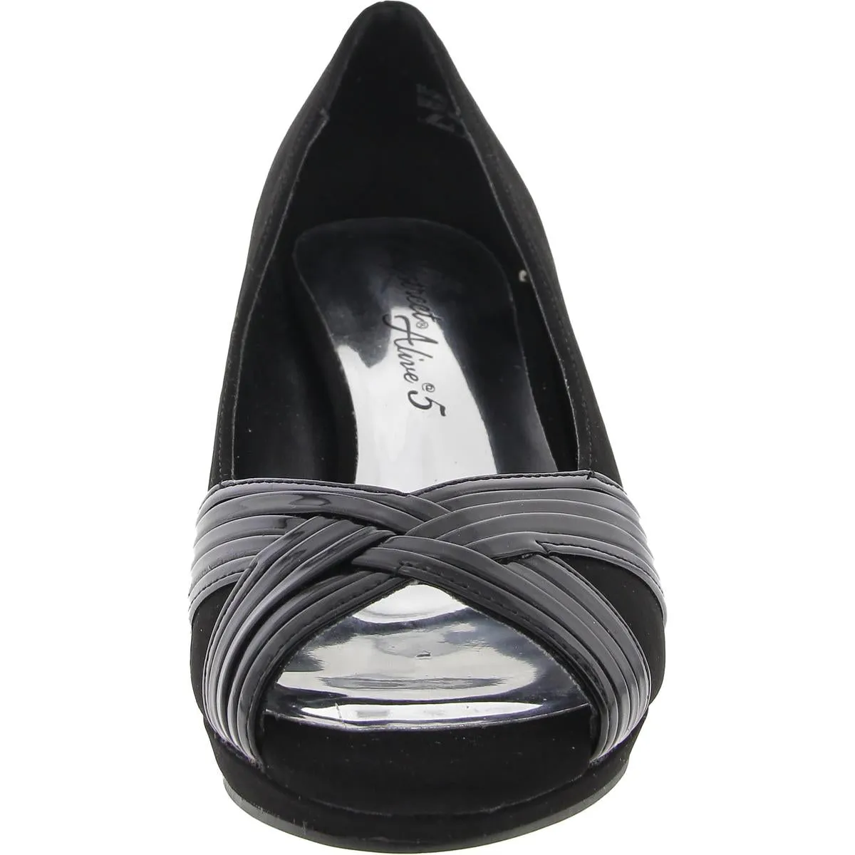 Womens Mixed Media Faux Leather Heels