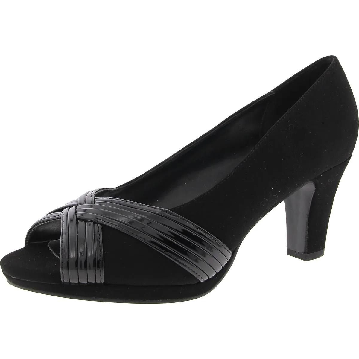 Womens Mixed Media Faux Leather Heels