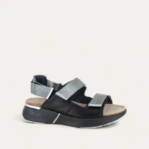Women's Odyssey Sandals - Medium In Soft Black / Sterling / Soft Silver